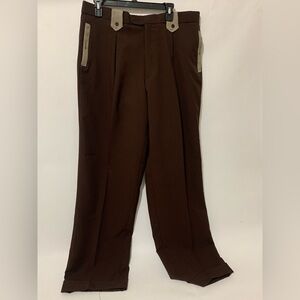 Vintage Montique Mens Brown Flat Front Cuffed  Houndstooth Slacks Trousers 36